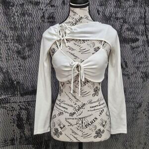 Sabo 2pc Top Set Womens 4 Bralette and Bolero Shrug Balletcore Coquette